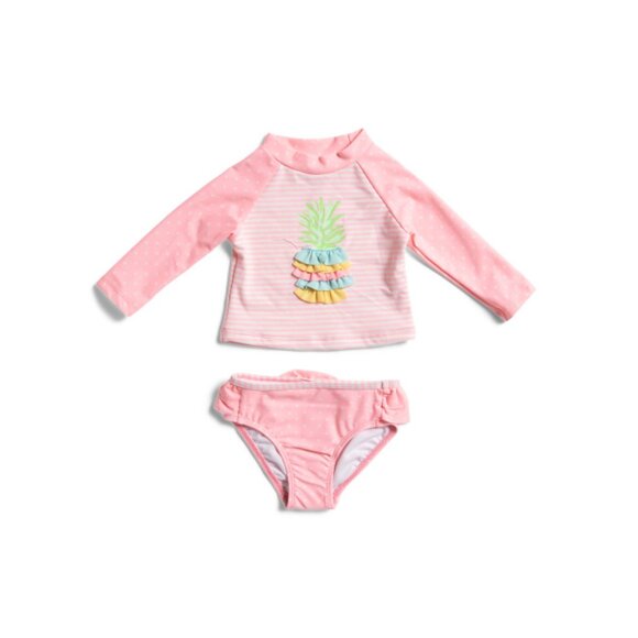 LITTLE ME Pink Infant And Toddler Girls 2pc Pineapple Rash Guard Swimsuit